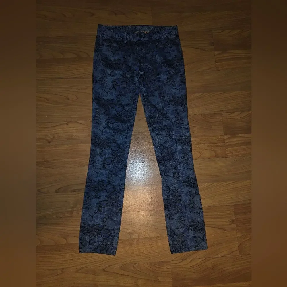 Tory Burch Blue Patterned Straight Leg Jeans